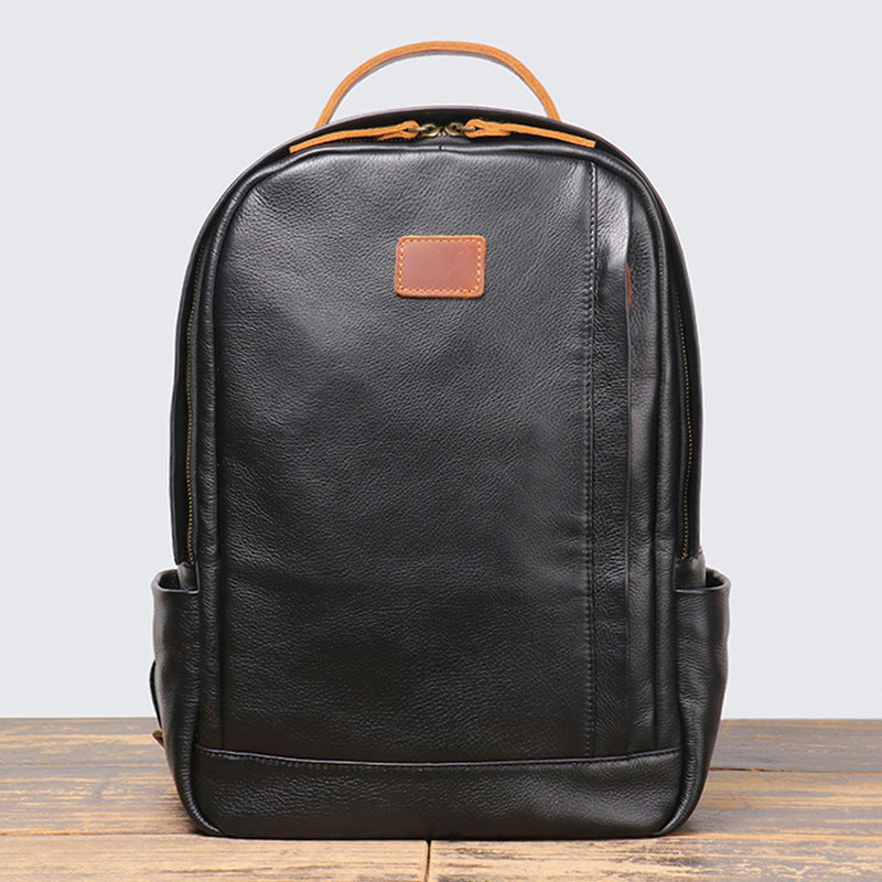 Men's Genuine Leather Top Grain Cowhide Travel Backpack