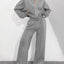 Ensemble de Veste Zippée en Couleur Unie et Pantalons à Jambes Larges