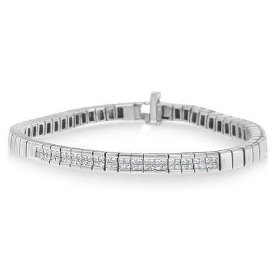 Bracelet en diamant taille princesse en or blanc 14K