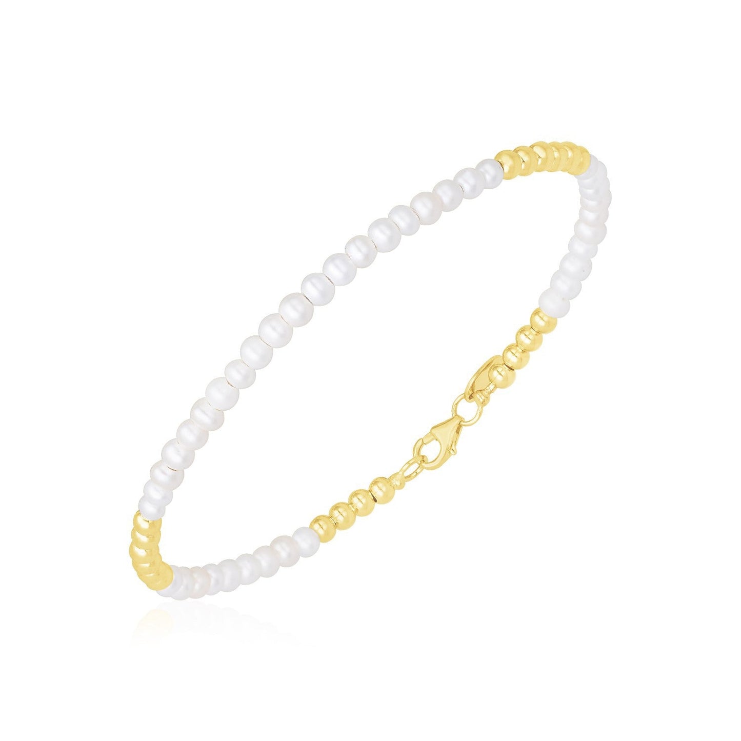 Pulsera de Perlas de Agua Dulce Pallina de Oro Amarillo de 14k