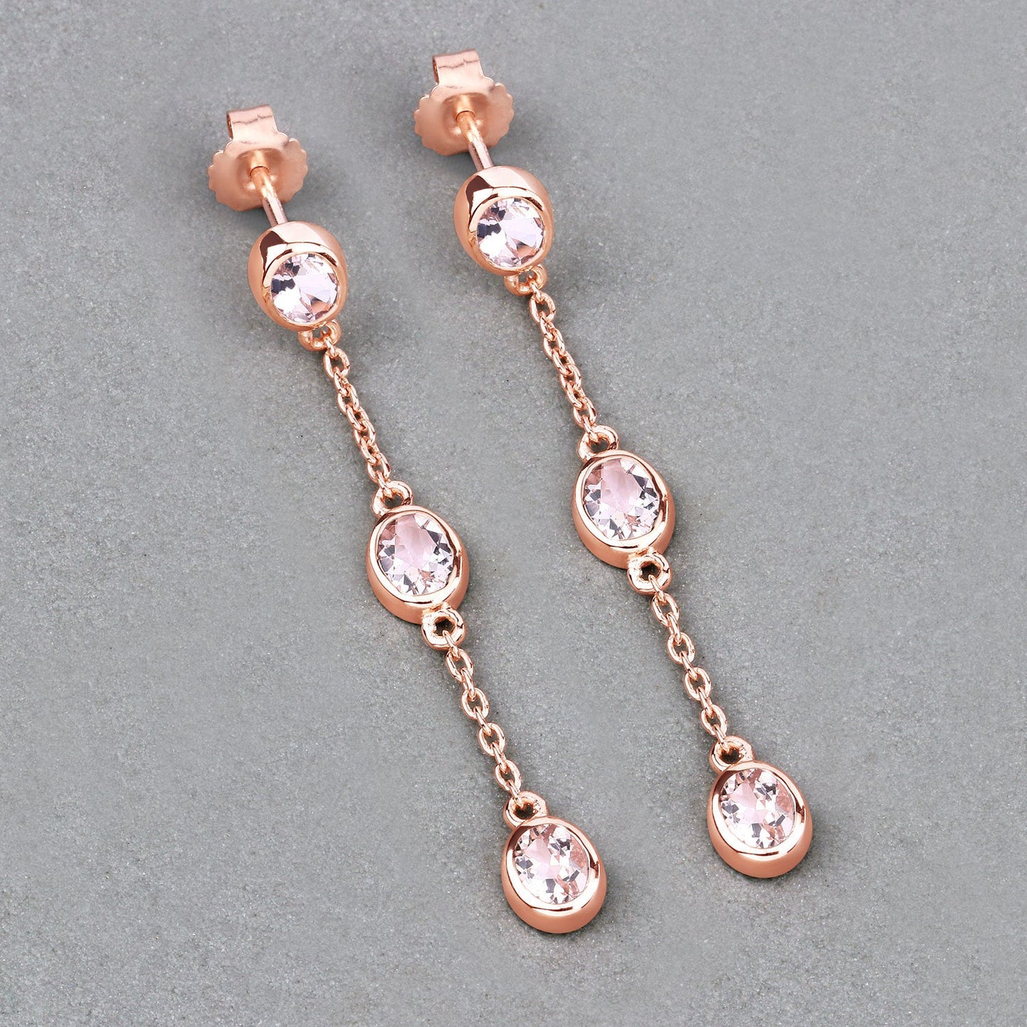Boucles d'oreilles en morganite véritable de 1,62 carat en argent sterling .925