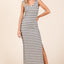 Robe Maxi Sans Manches à Col Scoop Rayée Élégante