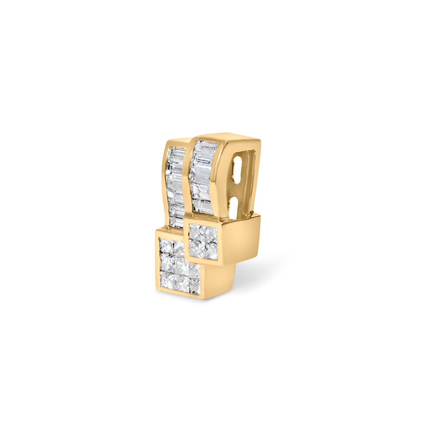 Collier Pendentif Géométrique en Diamant en Or Jaune 14K