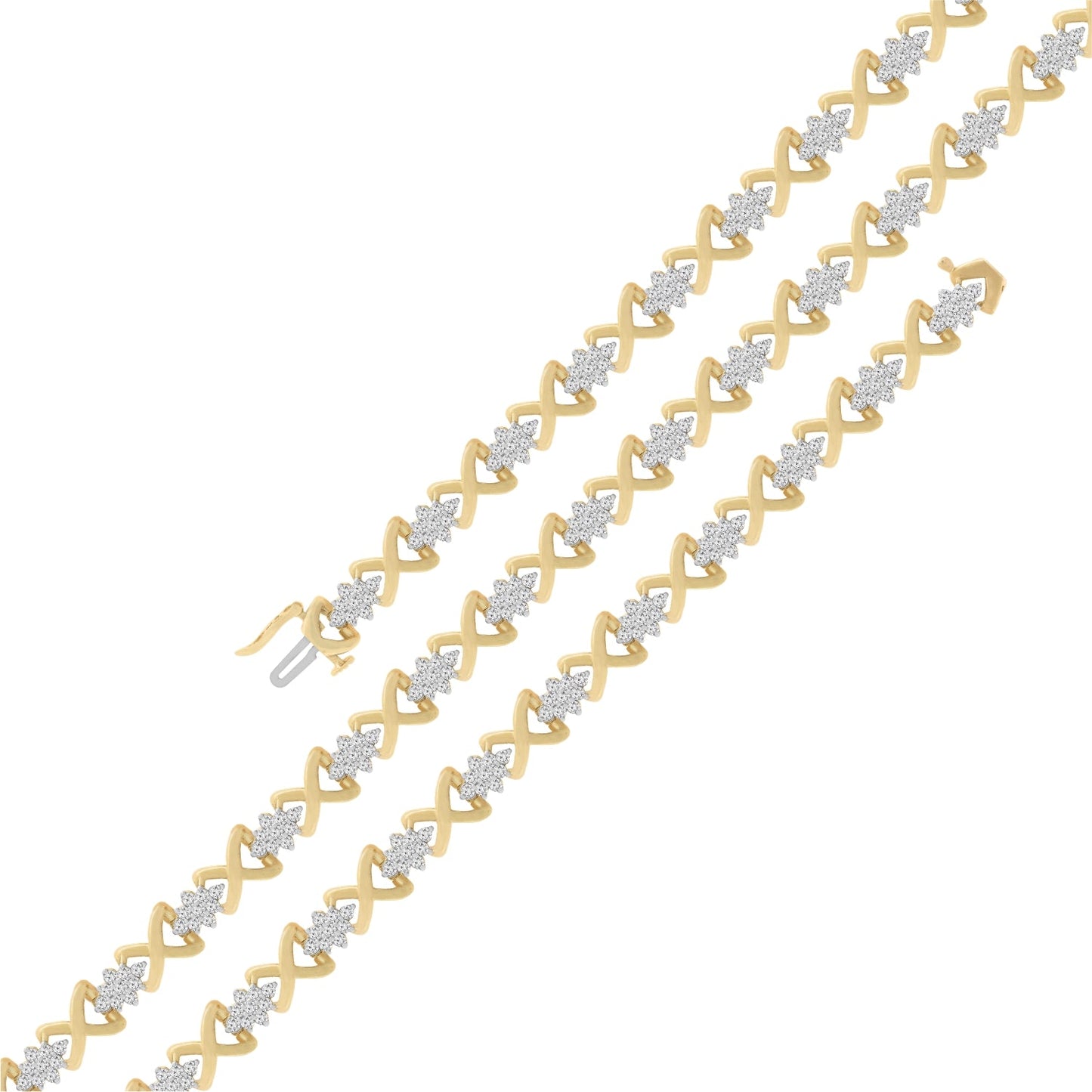 10k Yellow Gold Plated Sterling Silver Diamond Link Bracelet