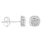 Pendientes de Stud Florales de Diamante Cortado Redondo de Plata Esterlina .925