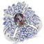 Bague en argent sterling avec topaze mystique de 2,86 carats et tanzanite