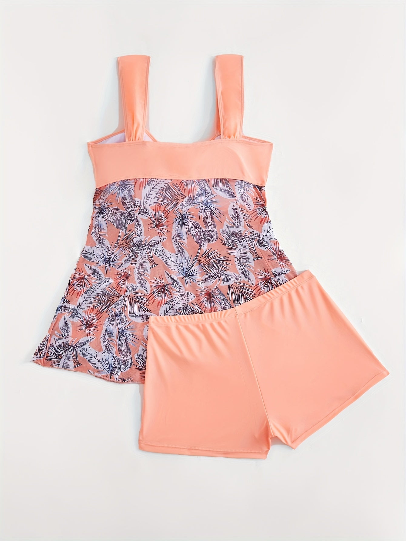 Tankini de Baño sin Mangas con Estampado de Malla Talla Grande