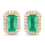 0.91 Carat Genuine Zambian Emerald and Diamond 14K Gold Earrings