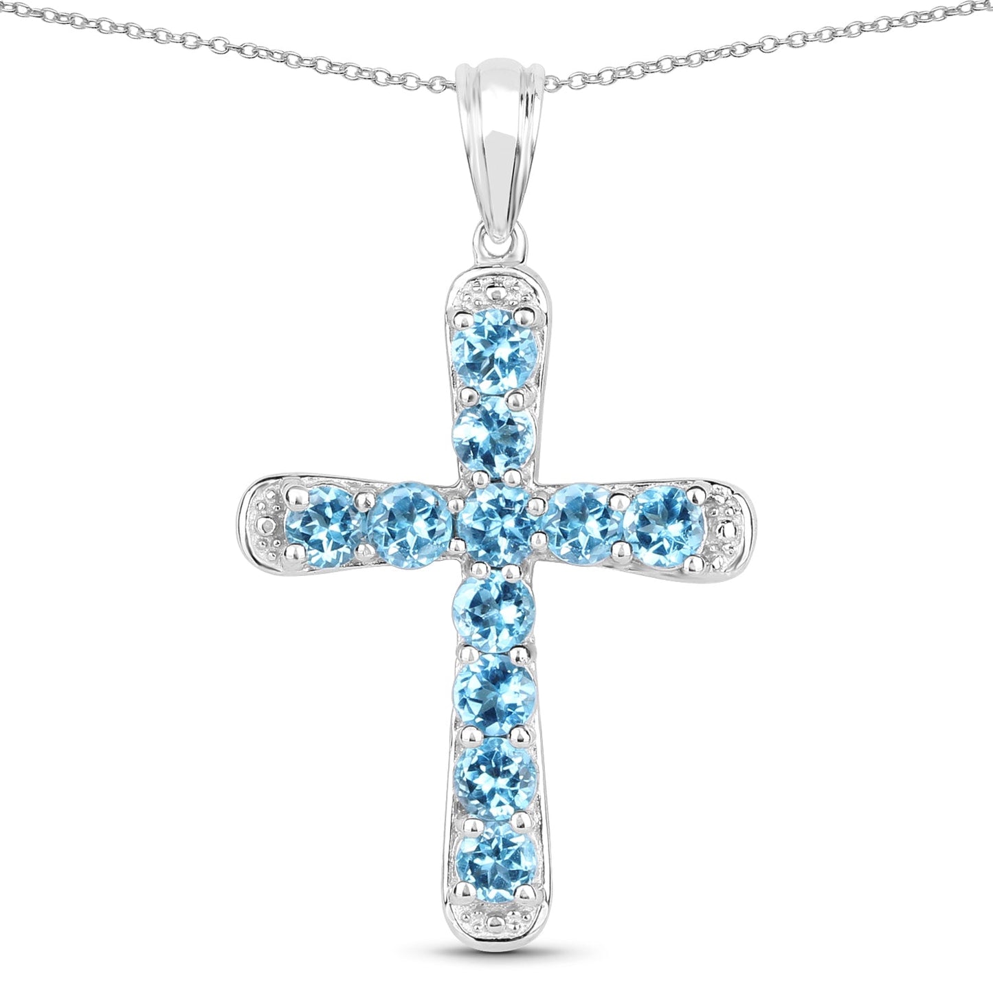 Elegant 3.85 Carat Blue Topaz Sterling Silver Pendant