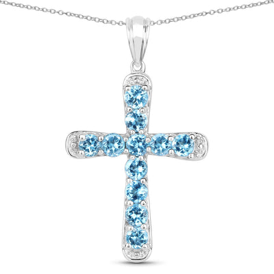 Pendentif en argent sterling avec topaze bleue de 3,85 carats