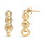 Pendientes colgantes de eslabones de cadena de plata esterlina chapada en oro amarillo de 14K con di