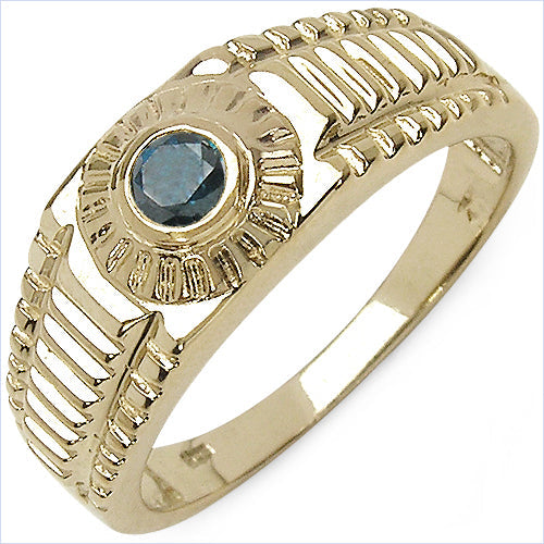 0.20 Carat Genuine Blue Diamond Sterling Silver Ring
