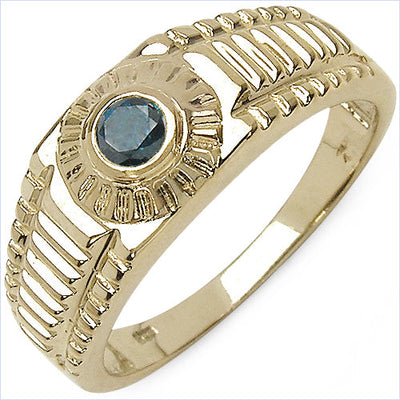 Bague en argent sterling avec diamant bleu véritable de 0,20 carat