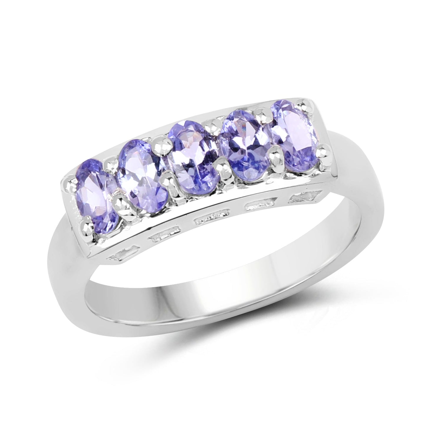 1.25 Carat Genuine Tanzanite Sterling Silver Engagement Ring