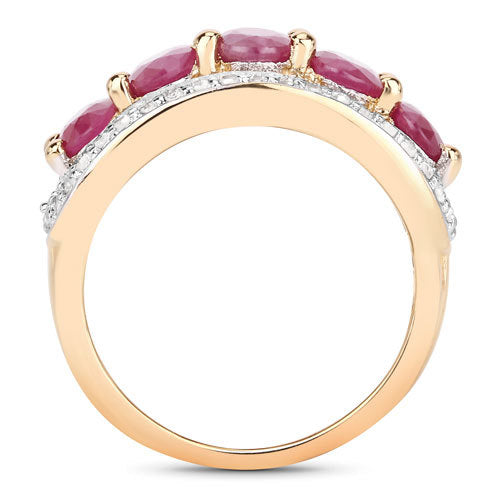 1.74 Carat Genuine Ruby and White Diamond Ring in Sterling Silver