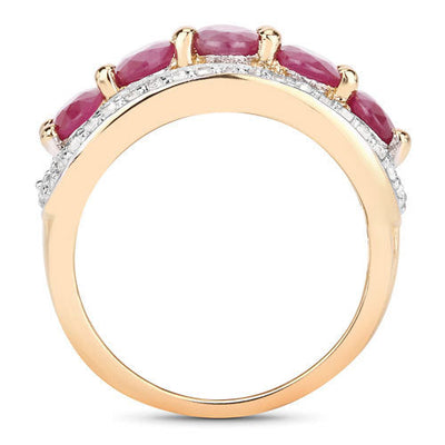 1.74 Carat Genuine Ruby and White Diamond Ring in Sterling Silver