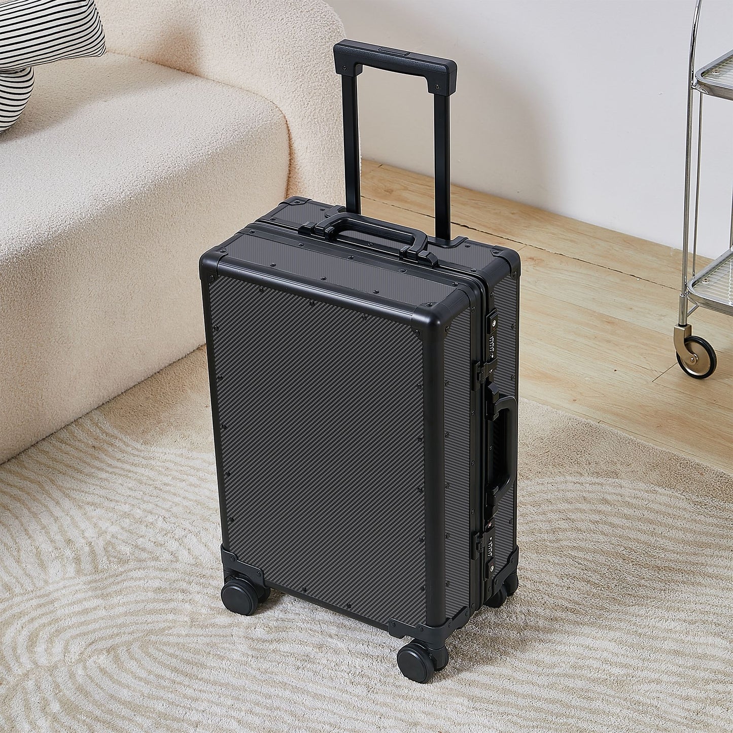 Premium Carbon-Fiber Carry-On Suitcase with Aluminum Frame