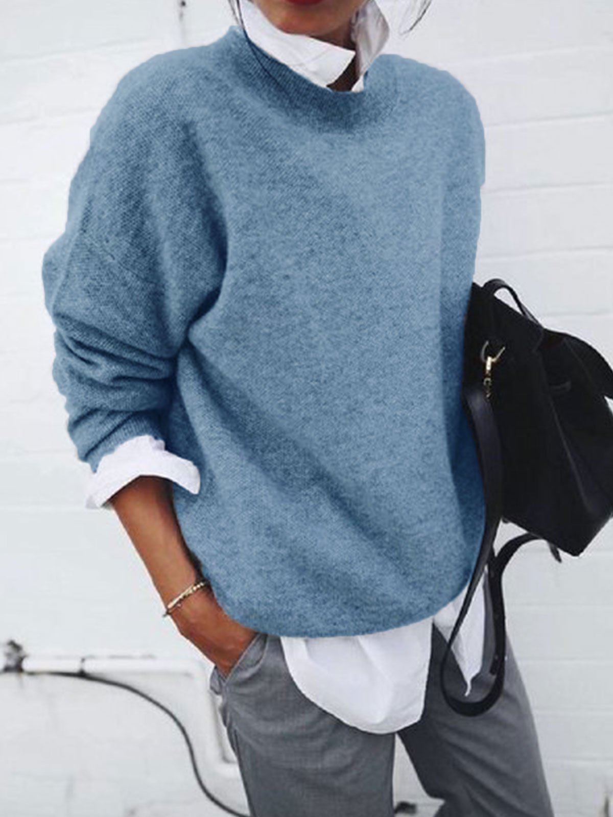 Stylish Long Sleeve Pullover Sweater for Women