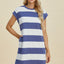 Vestido Mini de Manga Corta a Rayas Chic para Mujeres