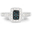 Bague de fiançailles en argent sterling avec diamants bleus et blancs de 0,36 carat