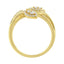 10K Yellow Gold Diamond Layered Crossover Leaf Ring - Size 7