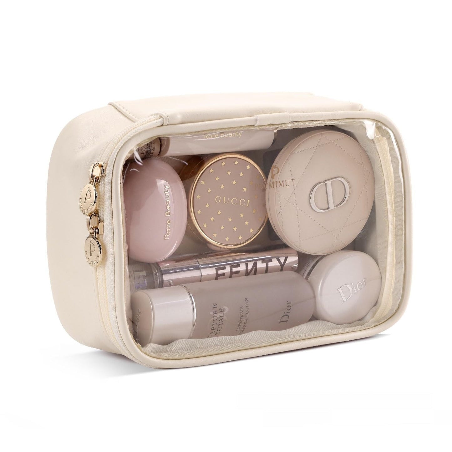 Premium Leather Transparent Cosmetic Bag for Travel