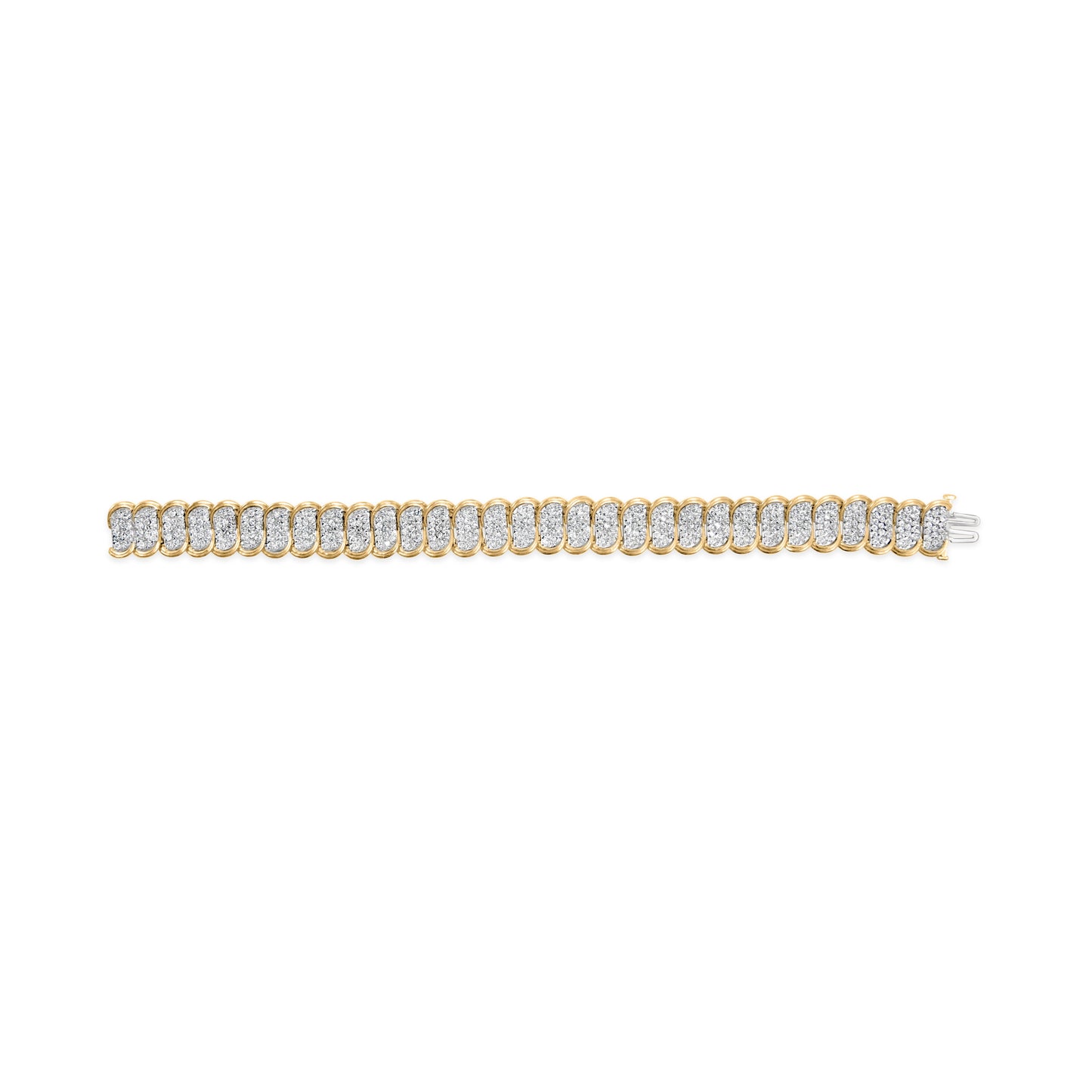10k Yellow Gold 5.00 Cttw Diamond Oval Banded Link Bracelet - 7"