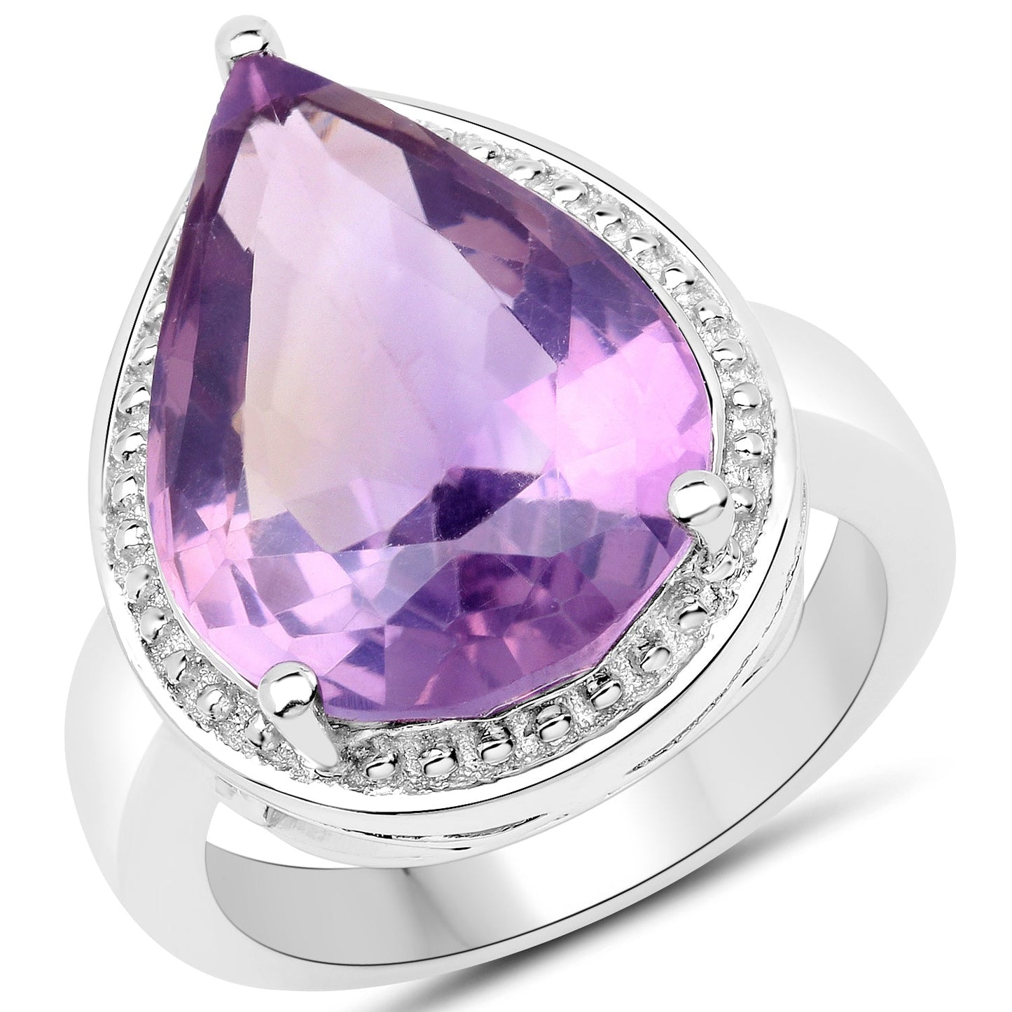 9.00 Carat Genuine Amethyst Sterling Silver Ring