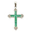 Pendentif Croix en Diamant Émeraude en Or Blanc 10KT