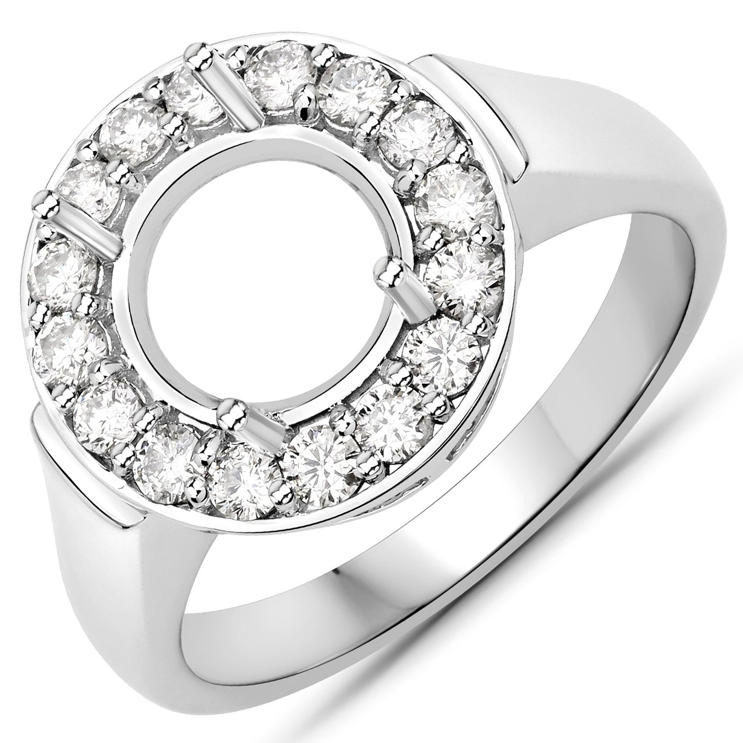 0.48 Carat White Diamond 14K White Gold Semi Mount Engagement Ring