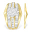 Ensemble de Bagues de Fiançailles en Or Jaune 14K avec Diamants en Cluster en Forme de Chevron - Tai