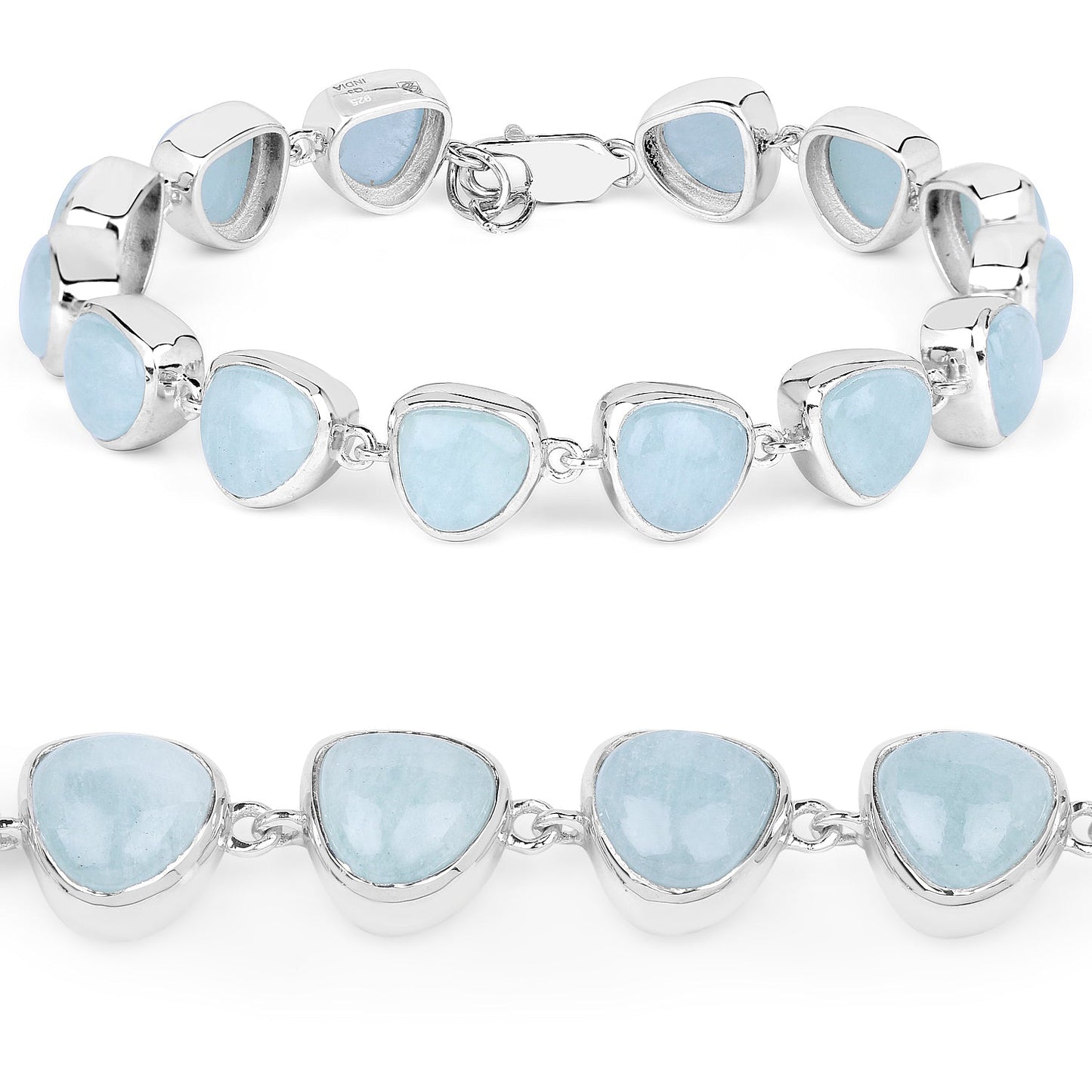 Pulsera de Plata Esterlina con Aguamarina de 25.90 Quilates