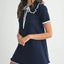 Ruffle Trimmed Collar Fine Knit Mini Dress for Women