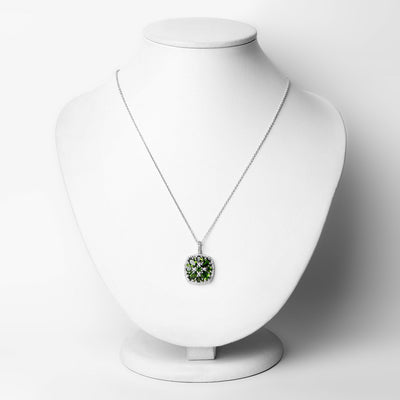 3.25 Carat Genuine Chrome Diopside & White Zircon Pendant