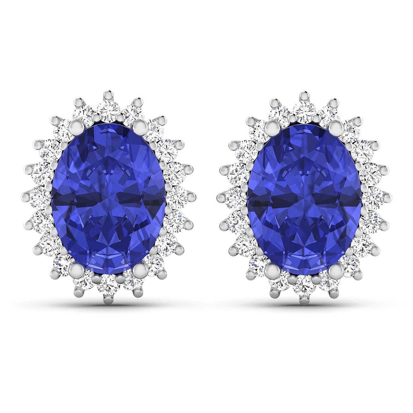 2.56 Carat Genuine Tanzanite and Diamond 14K White Gold Earrings