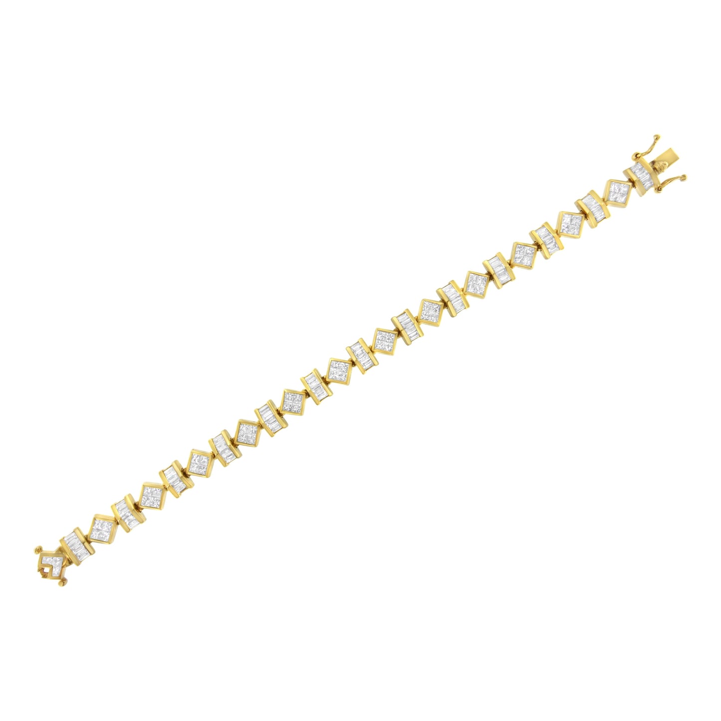 Bracelet en or jaune 14K avec diamants en lien géométrique