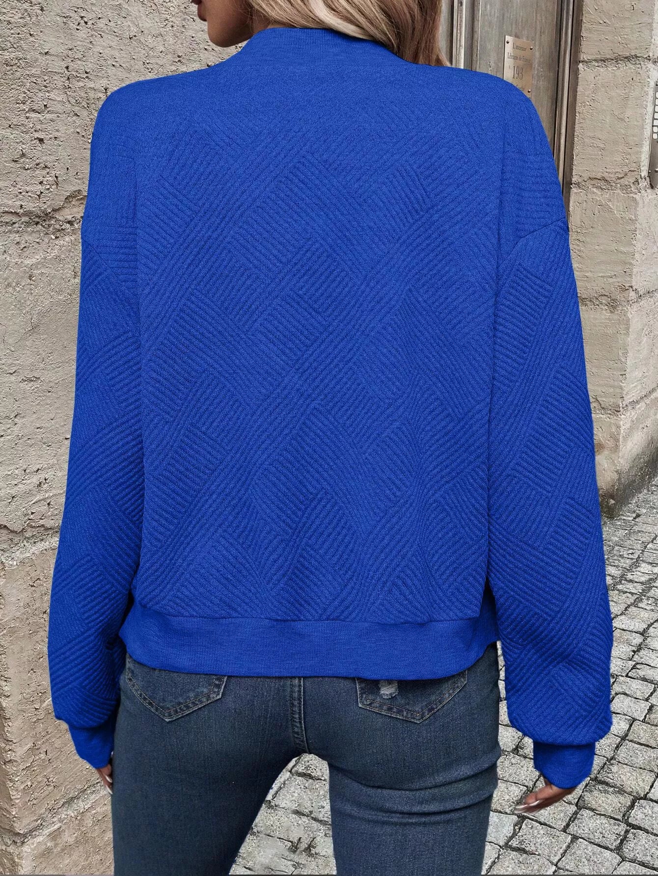 Veste Bomber à Fermeture Éclair Texturée