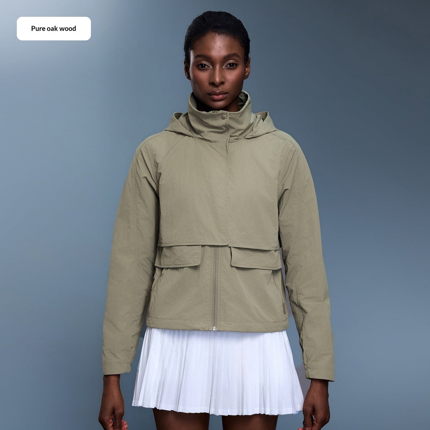 Veste coupe-vent décontractée à capuche résistante à l'eau pour femmes