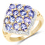 Anillo de Clúster de Tanzanita Baño de Oro Amarillo de 14K