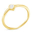 Anillo de Diamante en Forma de Gota de Plata Esterlina Baño de Oro de 14K - Talla 6