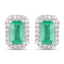 Pendientes de Esmeralda Zambiana y Diamante de 0.91 Quilates en Oro Blanco de 14K
