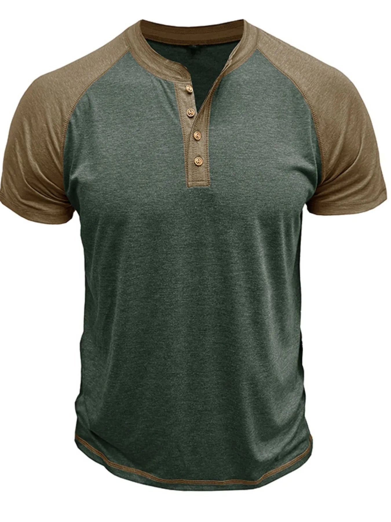 T-shirt Henley Raglan Color Block pour homme