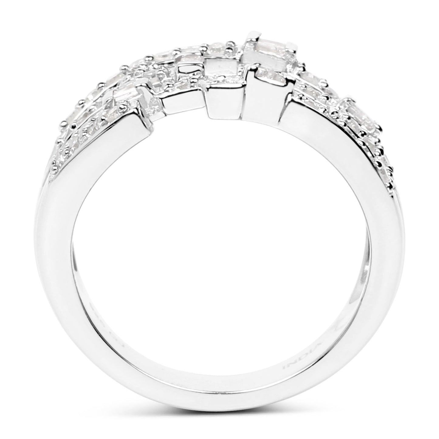 Bague en cluster de diamant blanc de 0,60 carat en argent sterling