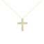 10K Yellow Gold Diamond Two Row Cross Pendant Necklace