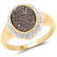 Anillo de Cuarzo Drusy de Plata de Ley Baño de Oro de 14K