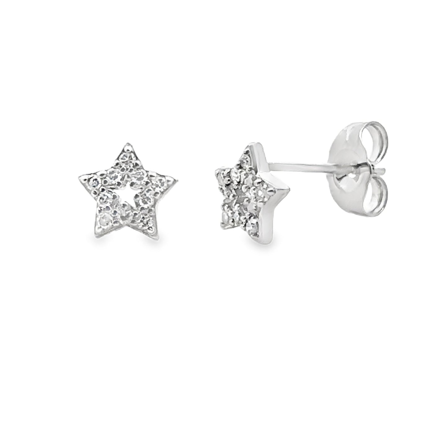 Boucles d'oreilles en diamant naturel de 0,05 ct en or blanc 14KT