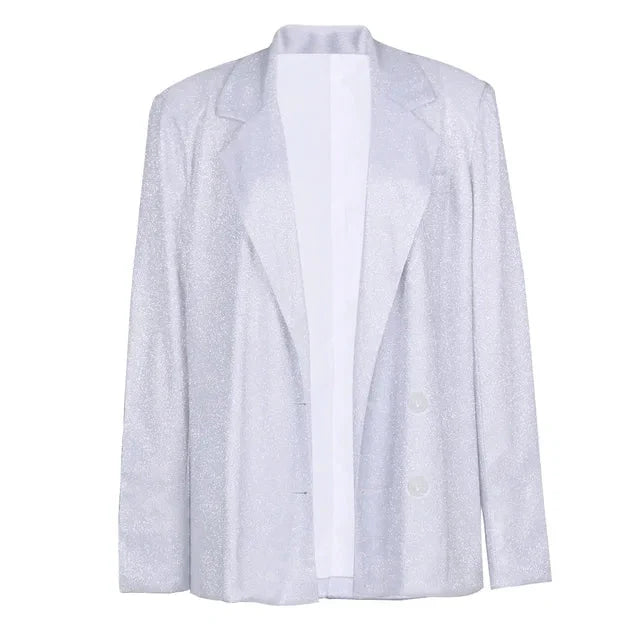 Women's Shiny Blazer - Elegant Office Essential