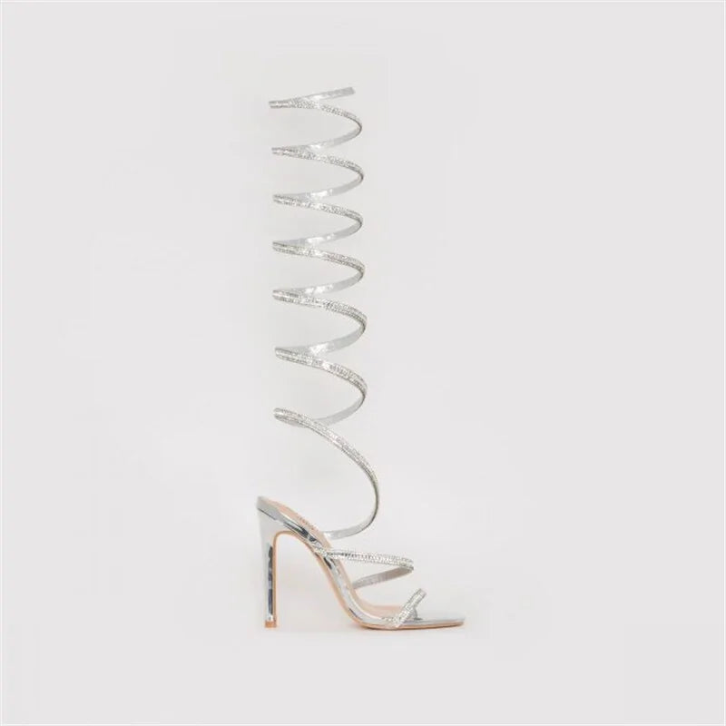 Tacones Gladiador con Tiras de Rhinestones