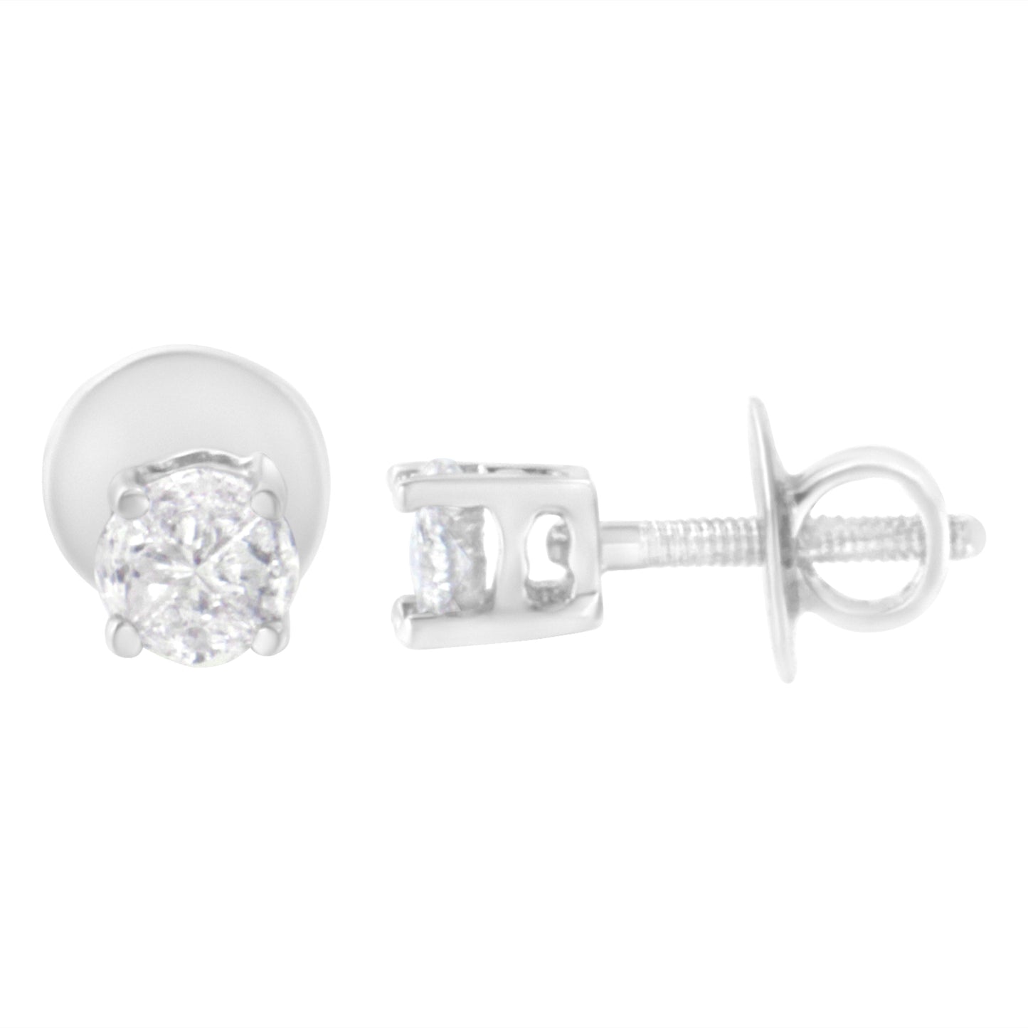 Boucles d'oreilles en diamant solitaire à taille pie en or blanc 14K 1/2 Cttw