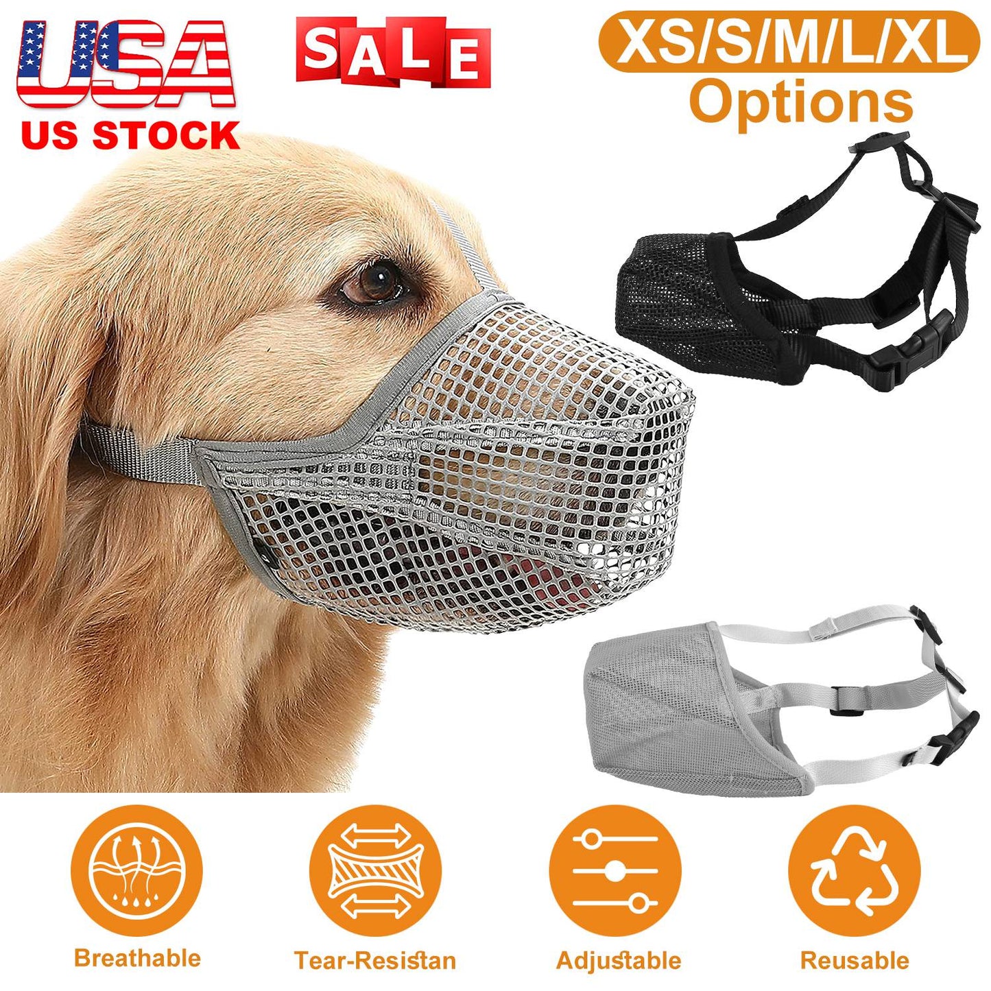 Muselière ajustable en mesh doux pour confort et contrôle